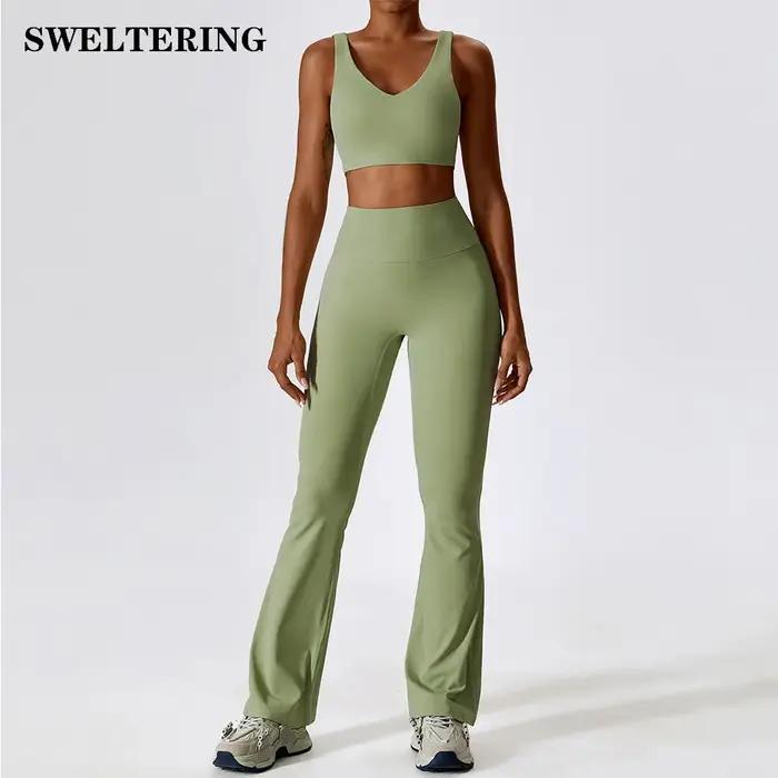 Ensemble de survêtement 2 pièces pour femme : haut court à manches longues et leggings taille haute