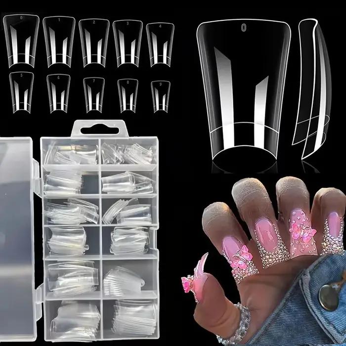 120 pièces de pointes d'ongles de canard de longueur moyenne, 12 tailles, en boîte, pointes d'ongles