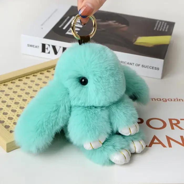 Porte-clés boule de lapin en peluche pour femme, mini lapin, décoration de sac, pendentif, accessoir