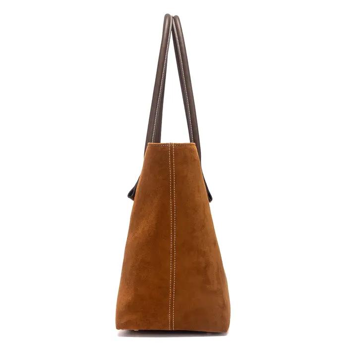 Sac fourre-tout CHCH pour femme, collection Printemps 2026, marron velours, grande capacité, sac à m