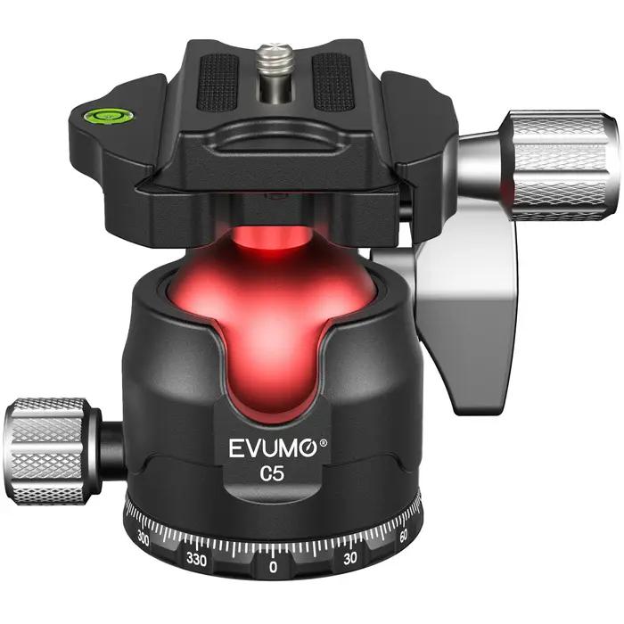 EVUMO C5 Tête sphérique professionnelle 38 mm Grande tête sphérique 360 ° Tête de trépied panorami