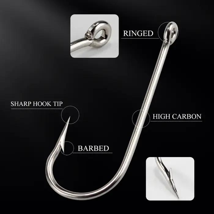 FTK rond Nickel grand hameçon de mer annelé 10 #-20 # 100 pièces/boîte hameçons de mer pliés de norv