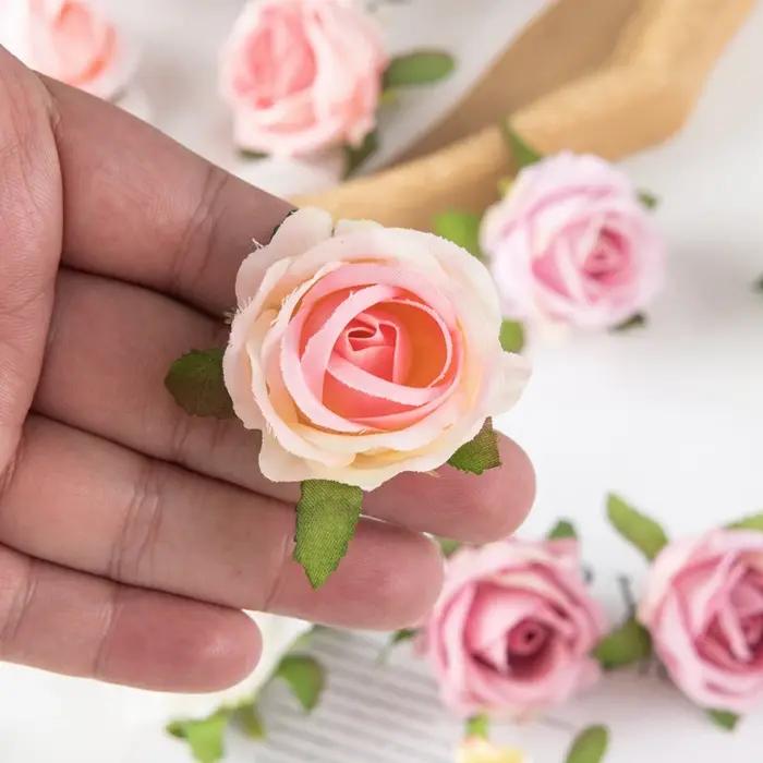 100 pièces fleurs artificielles bricolage boîte à bonbons gâteau décor à la maison couronnes décorat
