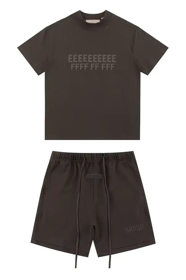 Ensemble classique de t-shirts et shorts d'été de haute qualité avec imprimé lettres double ligne, 1
