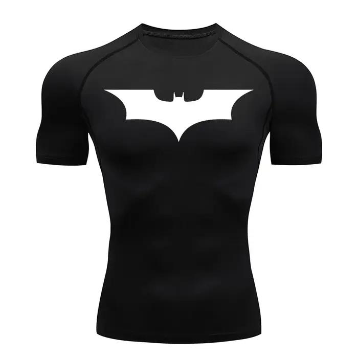 Chemises de compression imprimées chauve-souris pour hommes été manches courtes protection éruptions cutanées