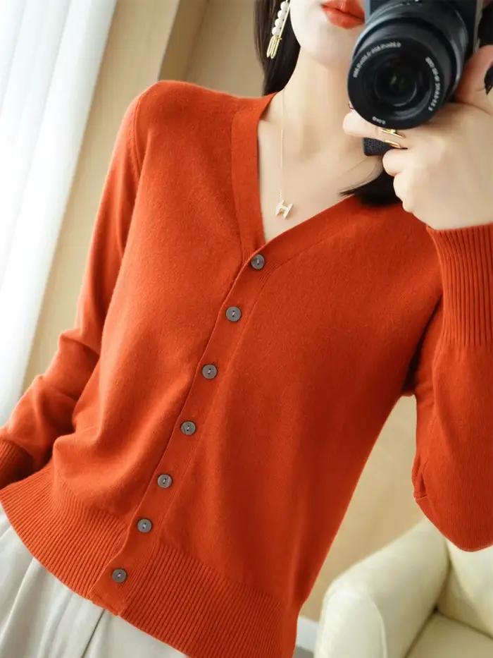 Début de l'automne nouveau Andy cachemire tricot Cardigan col en v couleur unie mode haute qualité c