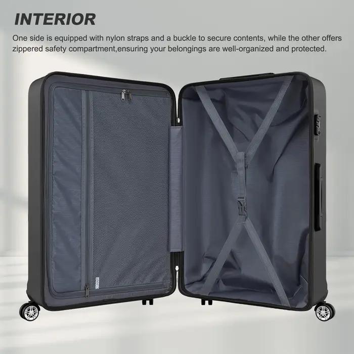 Valise trolley KONO ABS + PC 4 roues jumelles avec serrure TSA (36L-141L) – Coque rigide légère