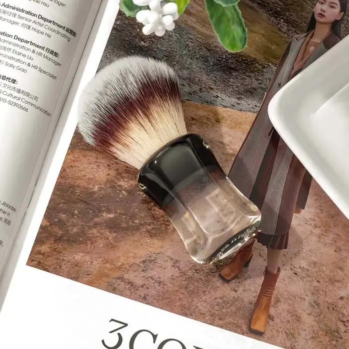 Yaqi Robin – brosse de rasage humide pour hommes, cheveux synthétiques, manche transparent