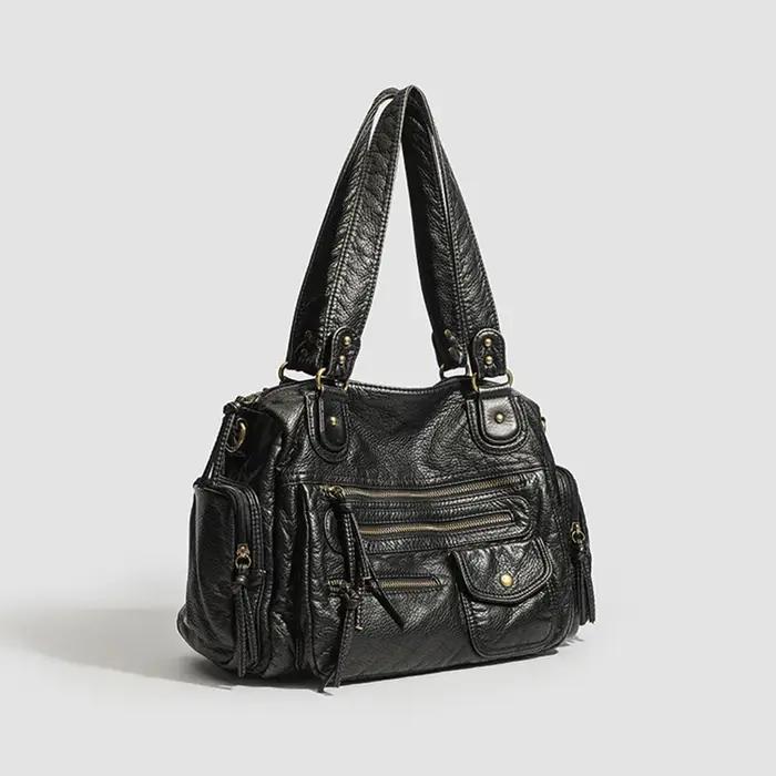 Sac fourre-tout Y2K tendance pour femme, style punk motard, grande capacité, en cuir PU, sac bandoul