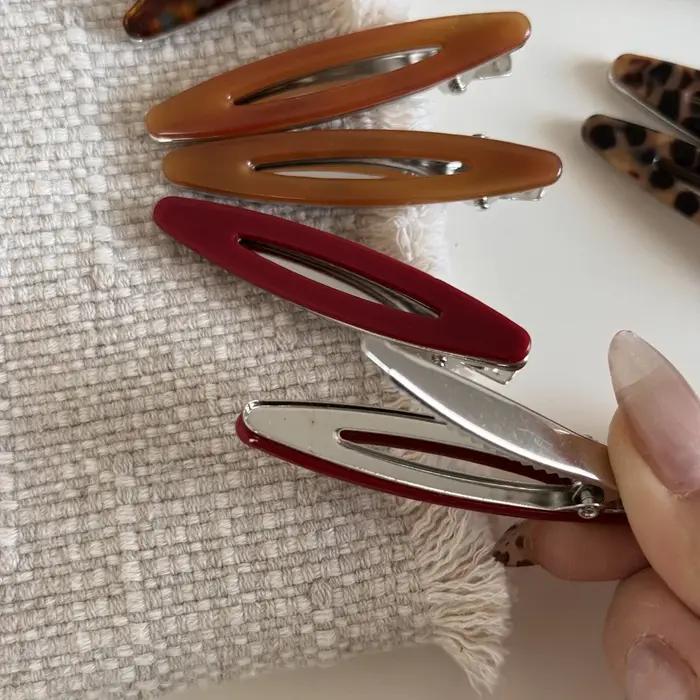 Pinces à cheveux en acétate, Barrettes géométriques ovales creuses, épingles latérales, épingle à ch