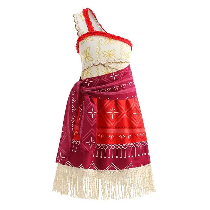 Moana – ensemble de vêtements sans manches pour filles, asymétrique épaule dénudée, princesse mignon