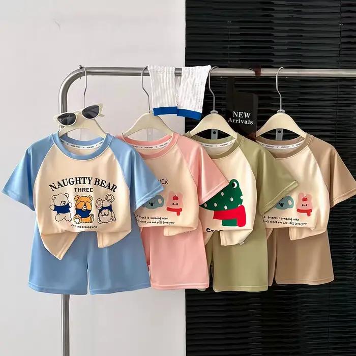 Ensemble de survêtement pour enfants court imprimé dessins animés décontracté fin été pour activités extérieures et occasions spéciales