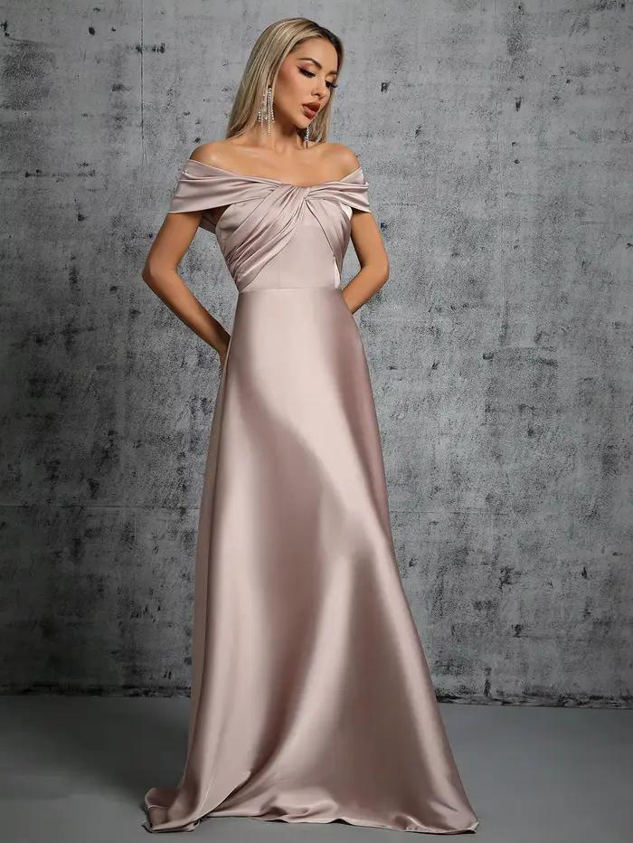 Mgiacy ligne cou irrégulière croix plissée robe en satin robe de bal robe de soirée robe de demoisel