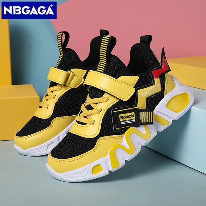 Chaussures de dehors en Maille pour Garçon, Baskets Décontractées, Tennis de Course, Jaune, pour Éco
