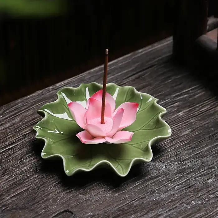 Plateau d'encens en céramique imitation fil floral fait à la main, diffuseur d'arôme, base typolePG,