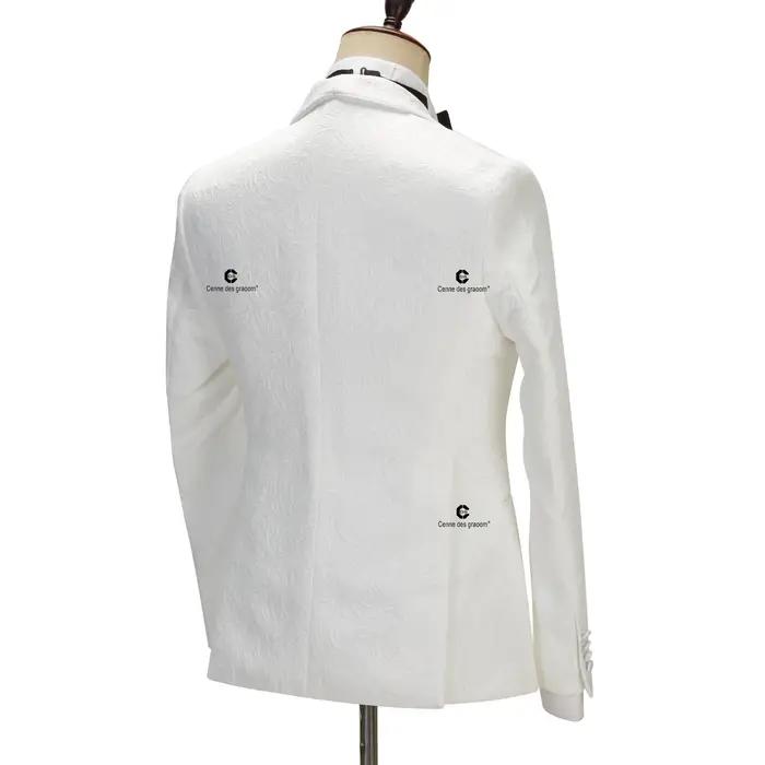 Cenne Des Graoom – costume pour hommes, veste Paisley ivoire, pantalon noir de smoking avec rayures