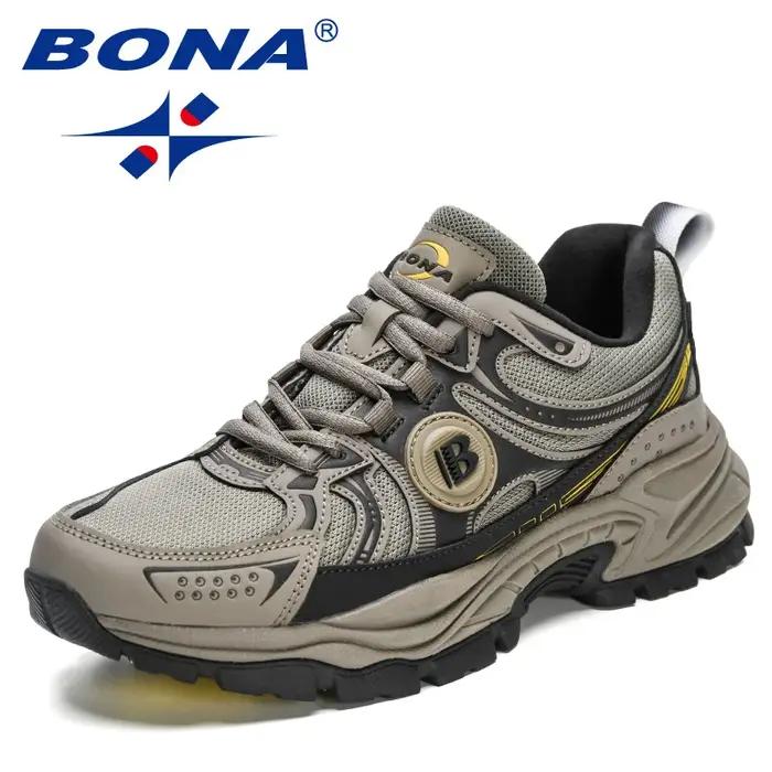 BONA nouveaux créateurs Action cuir maille chaussures de Jogging hommes respirant chaussures de cour