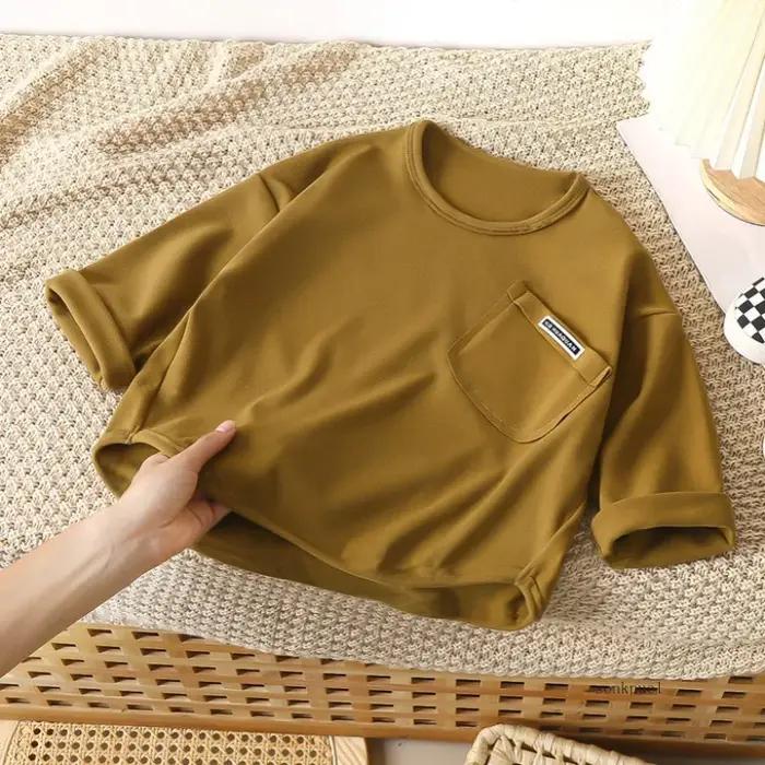 Enfants à manches longues chemise de Base garçons filles enfants haut automne garçon fille bébé col
