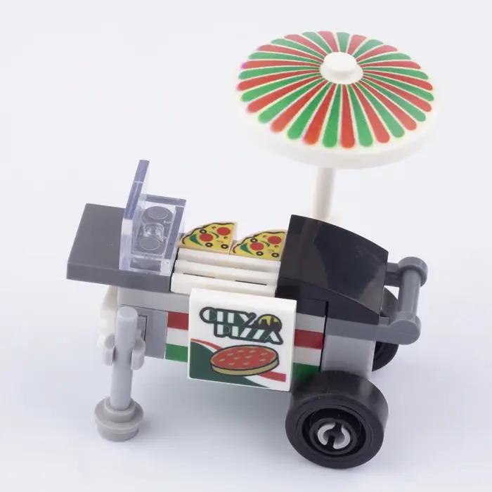 MOC – blocs de construction de stand de nourriture, boîte d'appel, toilettes, vue sur la rue, Pizza,