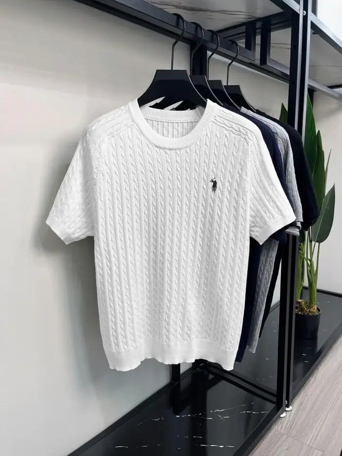 Haut de gamme boutique Knit manches courtes hommes nouvelle mode Designer marque poney brodé été Cas