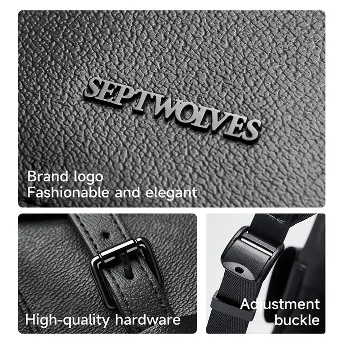Septwolves haute qualité affaires imprimé sac à dos en cuir homme concepteur cordon Flip monogramme