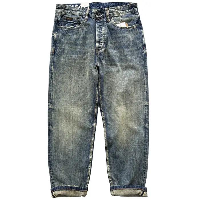 Jean en denim selvedge bleu indigo japonais pour homme, coupe droite, 13,5 oz, artisanal, vintage, l