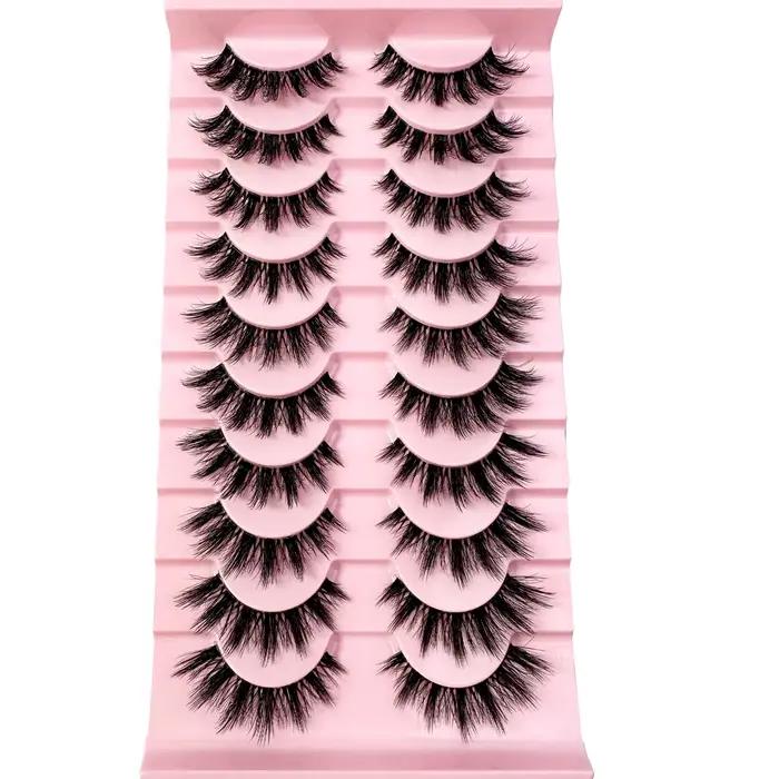 10 paires naturel longue tige transparente 3D vison cils Manga cils chauds faux cils moelleux doux c