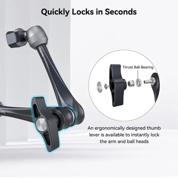 SmallRig Bras à rosace de 11 pouces 360 ° Bras magique réglable pour moniteur DSLR, accessoires de