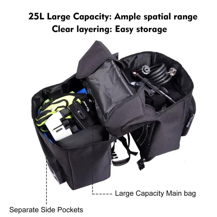 WEST VÉLO Vélo Siège Arrière Sac 25L Grande Capacité En Plein Air Porte Bagages Sacs Vélo VTT Route