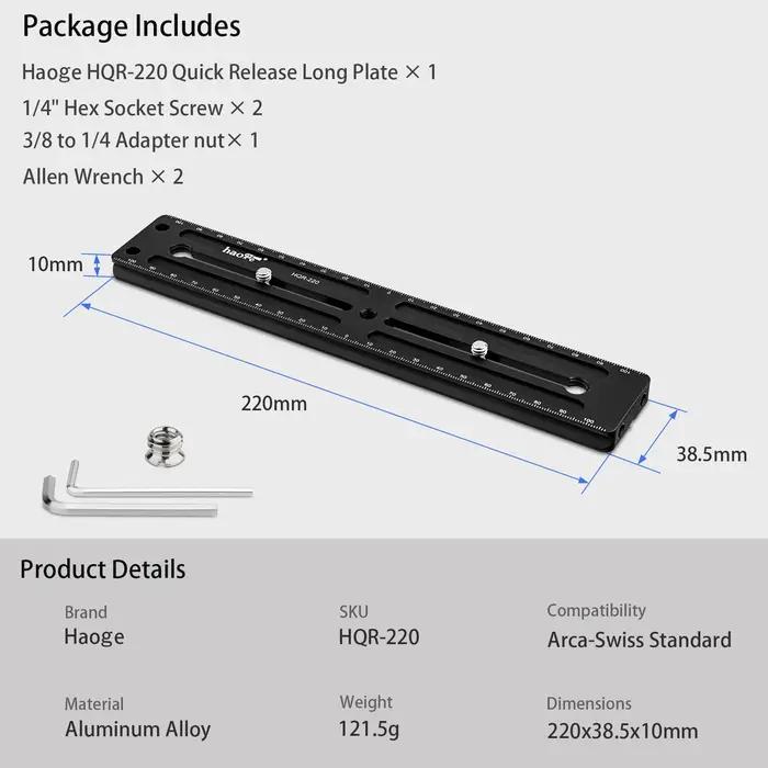 Haoge – Rail d'extension Long polyvalent à dégagement rapide, plaque coulissante pour caméra, trépie