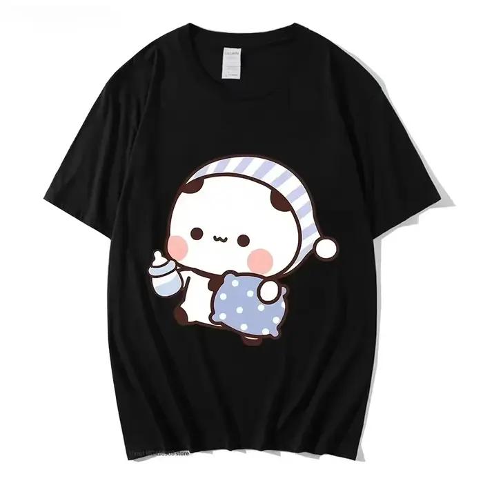 Couple t-shirt mignon BuBu Panda va dormir avec DuDu ours graphique t-shirt femmes vêtements manches