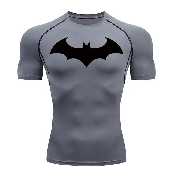 Chemises de Compression graphiques chauve-souris pour hommes, manches courtes, protection contre les