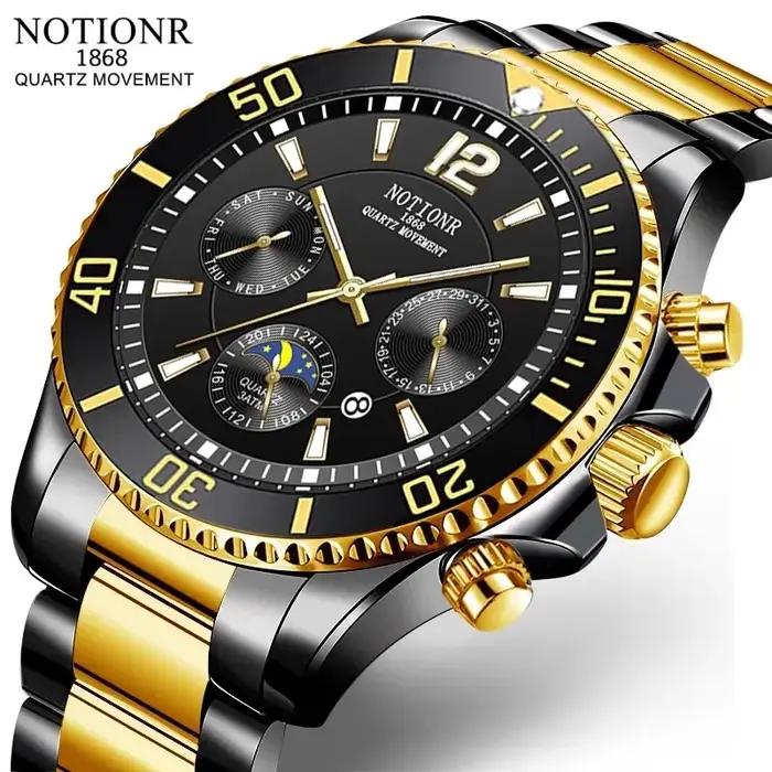 Montre à quartz en acier inoxydable étanche pour homme, montres de sport, horloge Shoous, luxe, affa