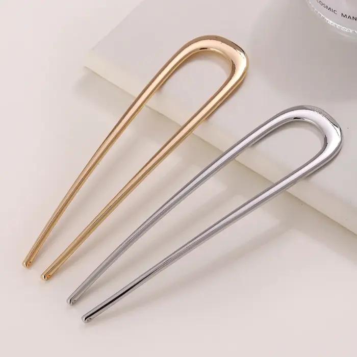 Épingle à cheveux Simple en forme de U, bâtons de cheveux en métal, pinces à cheveux françaises, épi