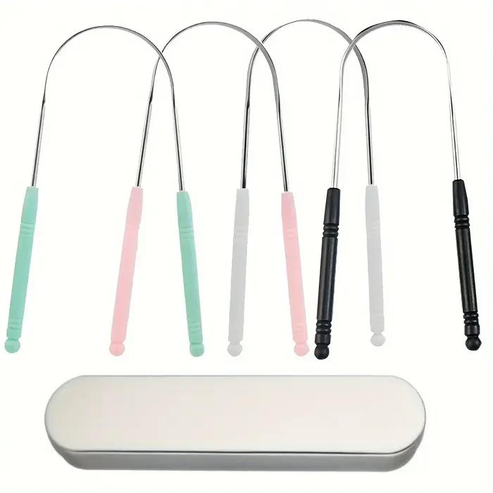 Grattoir à langue en acier inoxydable, 1 pièce, nettoyeur de langue buccale, brosse à dents, hygiène