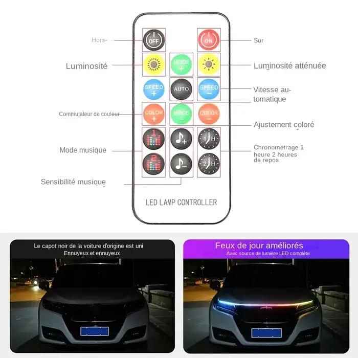 SEAMETAL12V Led feux de capot de voiture bande de phare Flexible lampes d'ambiance multicolores