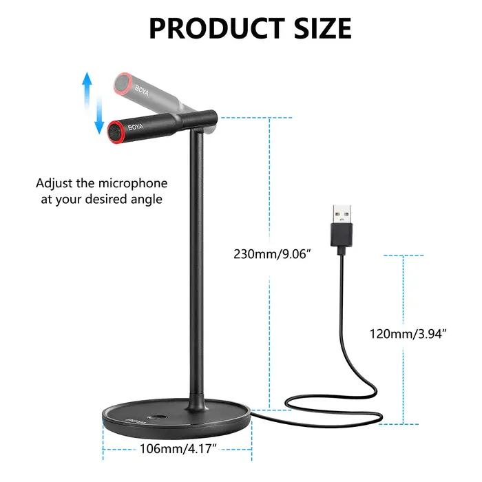 BOYA BY-CM1 Microphone USB de bureau à condensateur pour fenêtre PC Mac ordinateur portable enregist