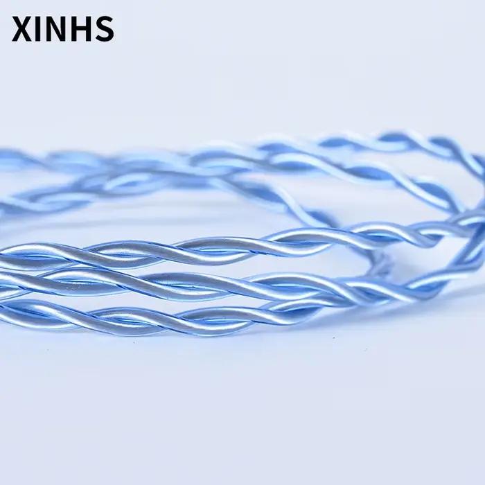 Câble d'écouteurs HIFI plaqué argent en cuivre monocristallin bleu à 2 brins XINHS