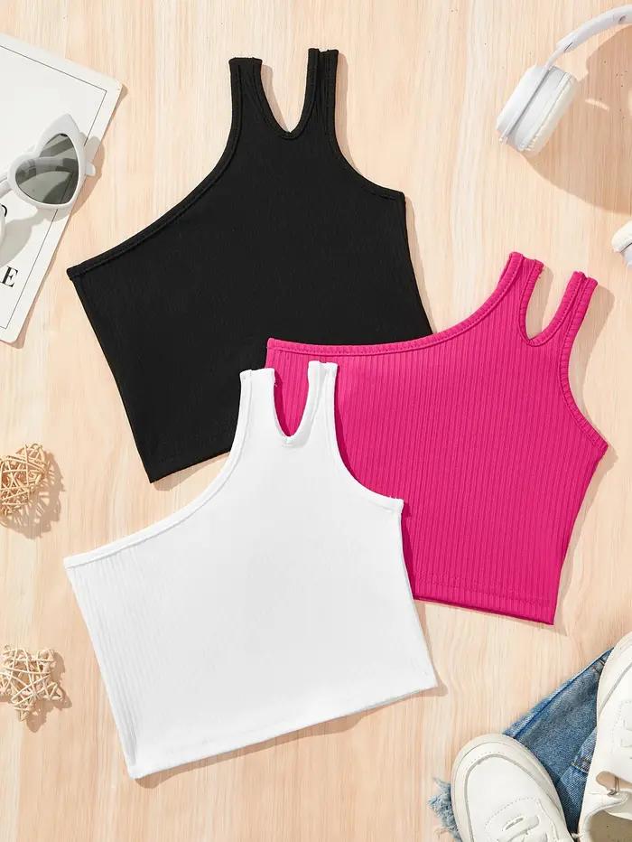 Gilet de sport pour filles, vêtements d'été sportifs décontractés et tendance pour enfants, adaptés aux filles âgées de 1 à 8 ans, hauts polyvalents pour la maison et l'extérieur