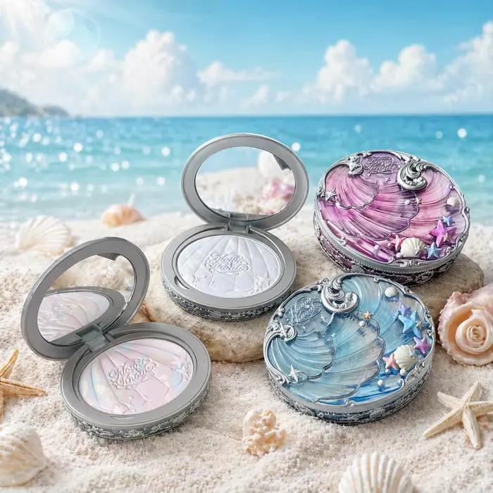 Flower Knows Poudre Compacte Nacrée Fini Mat Tenue Longue Contrôle du Sébum Maquillage Léger Visage Flouteur Tendance 20