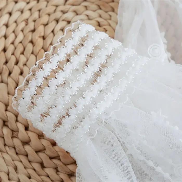 1 Paire de Faux Manchettes Amovibles en Dentelle Florale et Maille, à Double Couche, Plissées et Fro