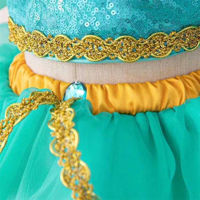 Robes de princesse Jasmine pour petites filles, robe de soirée Cosplay, en Tulle, pour anniversaire,