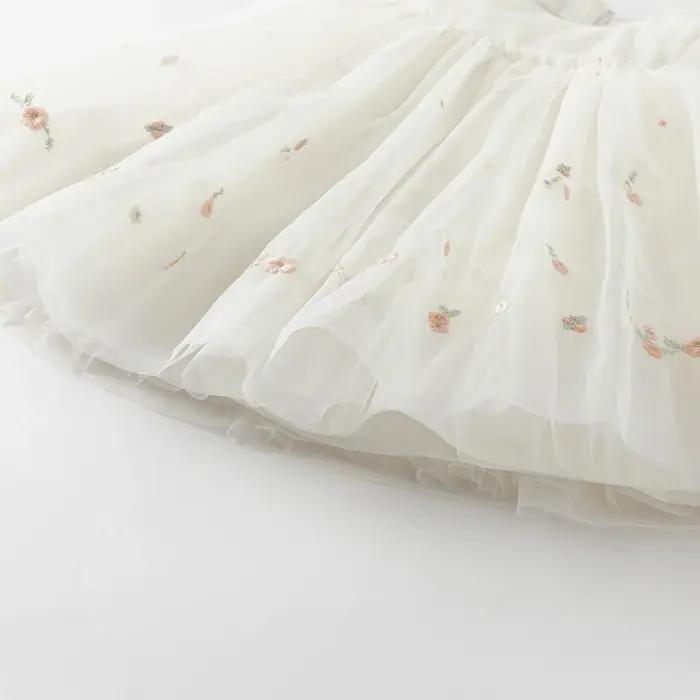 Dave Bella robe élégante pour les filles automne printemps enfants coton charme dentelle maille robe