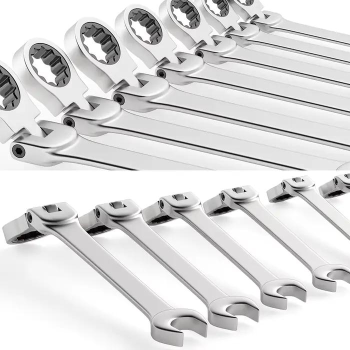 Jeu de clés combinées à cliquet, clé à cliquet à tête flexible métrique de 6 à 22 mm, clé en acier a
