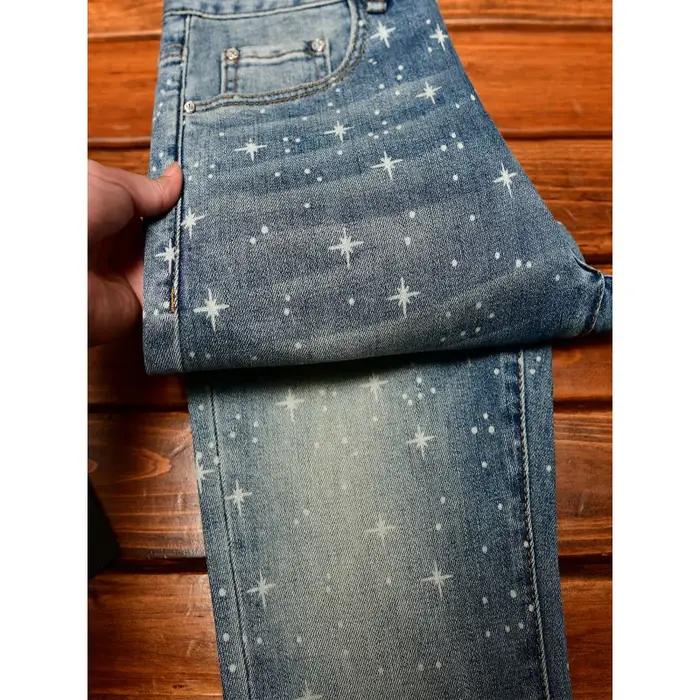 Jean de luxe léger imprimé Flash pour hommes, avec petits pieds, vêtements d'automne pour hommes, pa