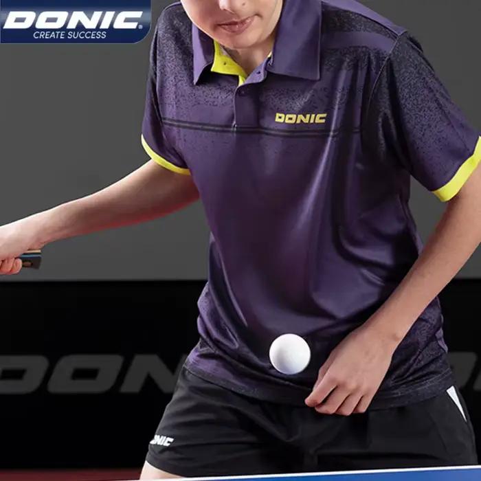 Maillot de tennis de table pour homme et femme, col rond, revers, séchage rapide, t-shirt de sport,