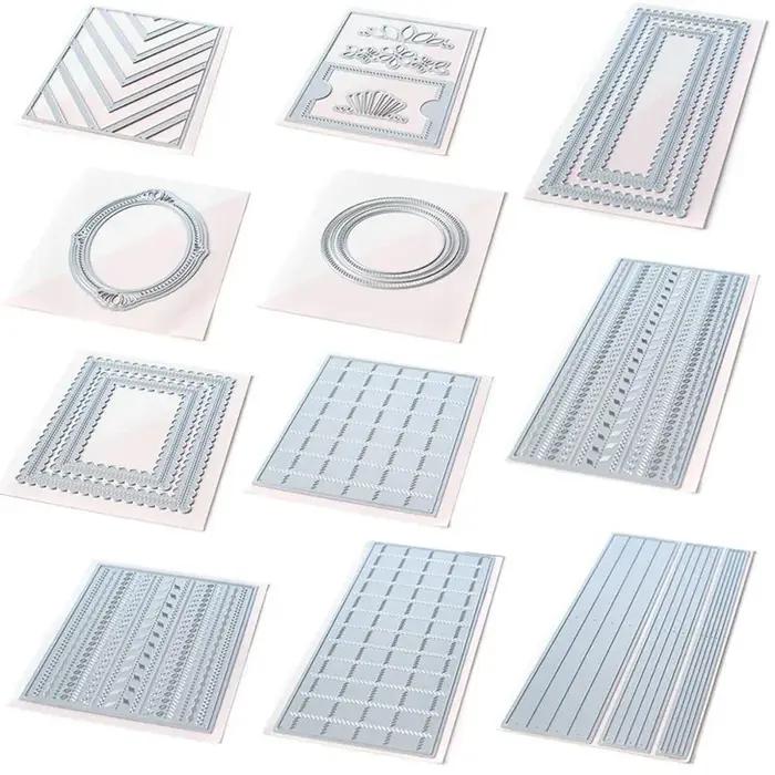 Matrices de découpe en métal, nouvelle ligne carrée, cadre de fond, pour bricolage, couteau de Scrap