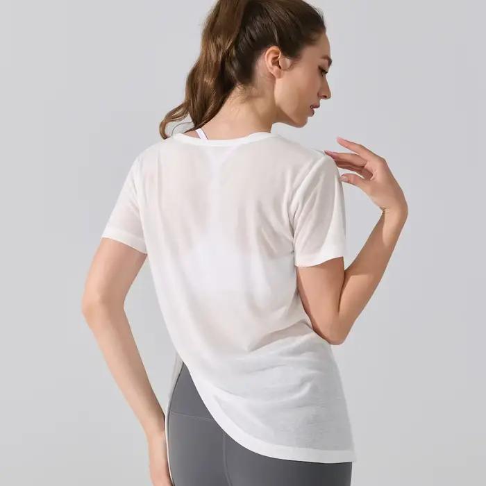 2025 T-shirt athlétique à manches courtes coupe ample pour femme – Conception à cordon plissé – Haut
