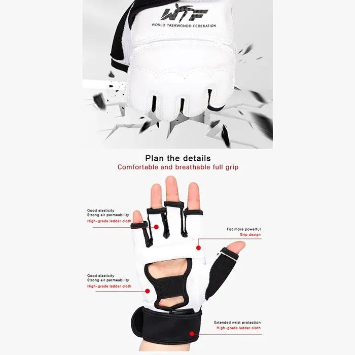 Gants de boxe en cuir pour arts martiaux karaté taekwondo adapté adultes enfants protection entraînement occasionnels compétiteurs