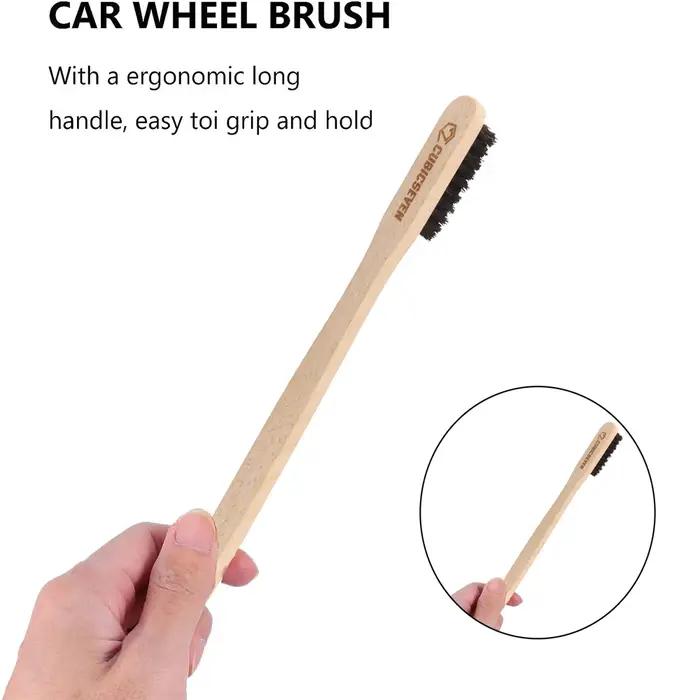 Cubicseven-Brosse de détail de voiture, outil de livres de roues en crin de cheval, longue poignée,